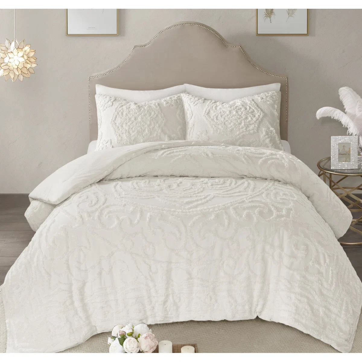 Laetitia Tufted Cotton Chenille Medallion Comforter Set