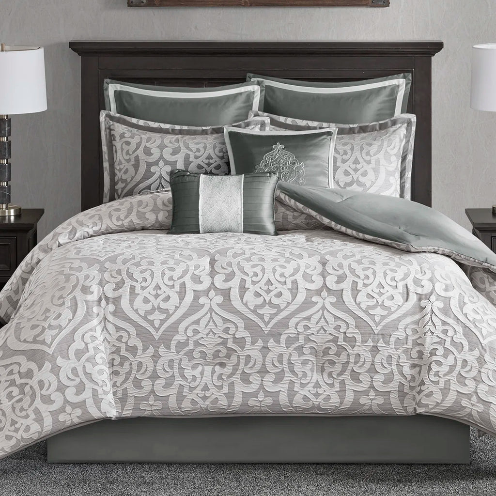 Odette Luxury 8 Piece Jacquard Comforter Set