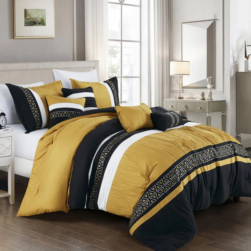 7-Pieces Luxury Quilted Embroidery Bedding Comforter Set