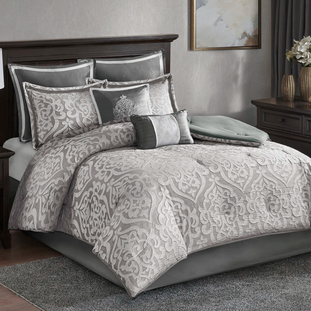Odette Luxury 8 Piece Jacquard Comforter Set